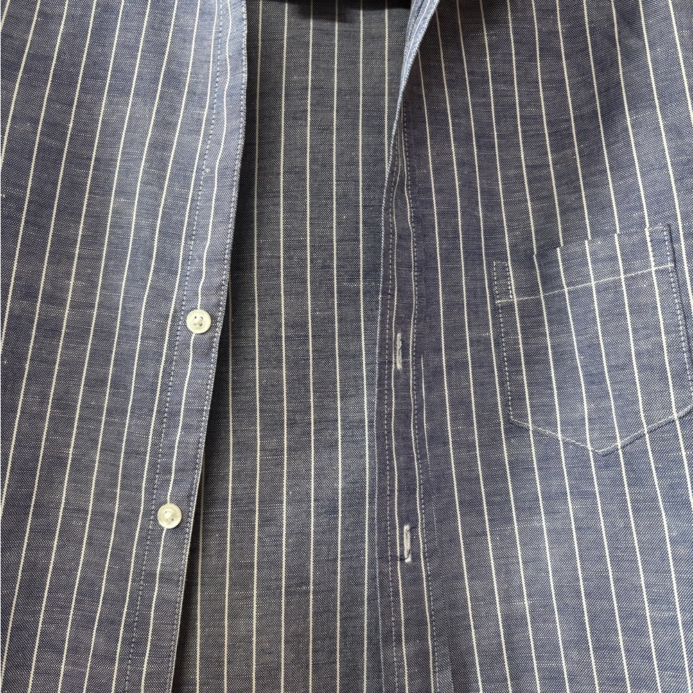 Frank & Eileen Relaxed Navy Striped Button Up Shirt - Picture 7 of 13